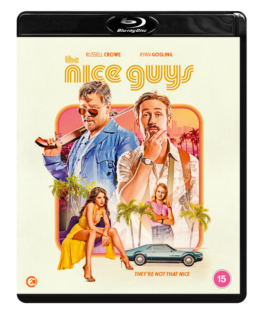 Blu-ray cover art for The Nice Guys featuring Russell Crowe and Ryan Gosling.