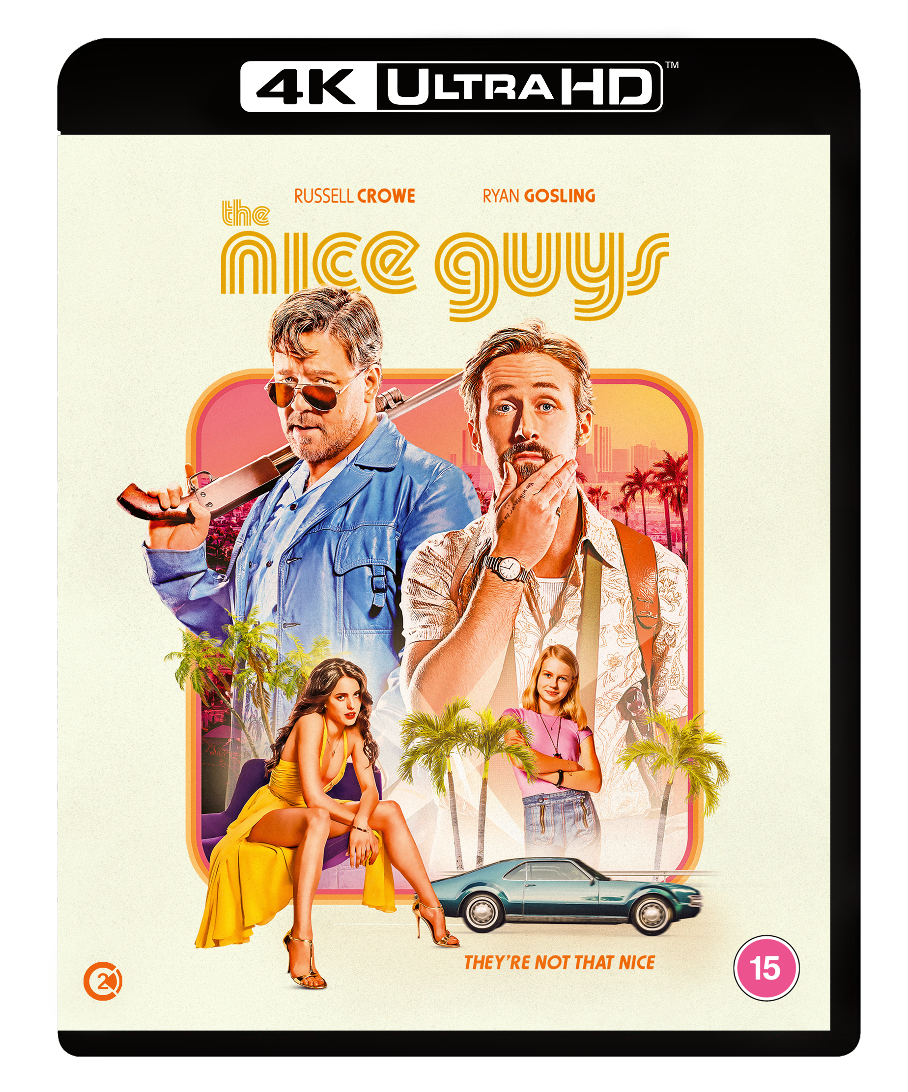 The Nice Guys 4K Ultra HD Blu-ray cover featuring Russell Crowe and Ryan Gosling.