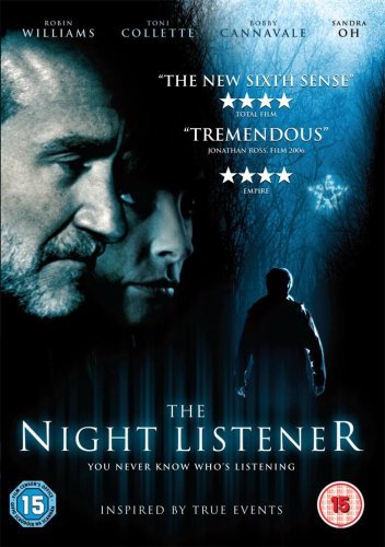 DVD cover for “The Night Listener” featuring Robin Williams and Toni Collette.