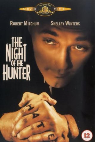DVD cover for "The Night of the Hunter" featuring Robert Mitchum.