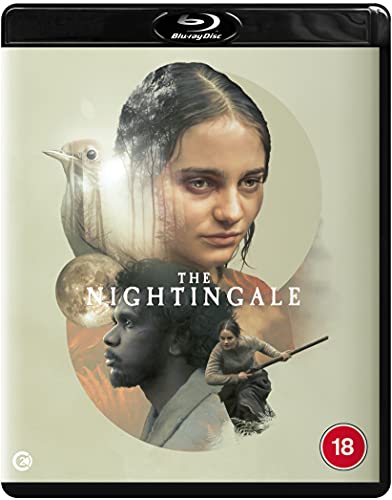 Blu-ray cover for The Nightingale featuring a woman's face, a man, and a bird.