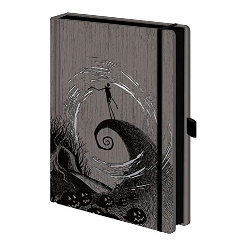 Notebook cover featuring Jack Skellington atop a swirling hill.