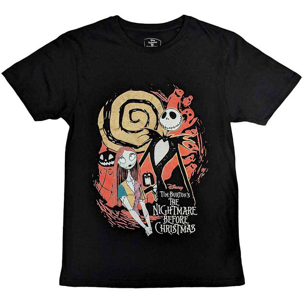 Small black t-shirt with embellished ghost designs from The Nightmare Before Christmas.