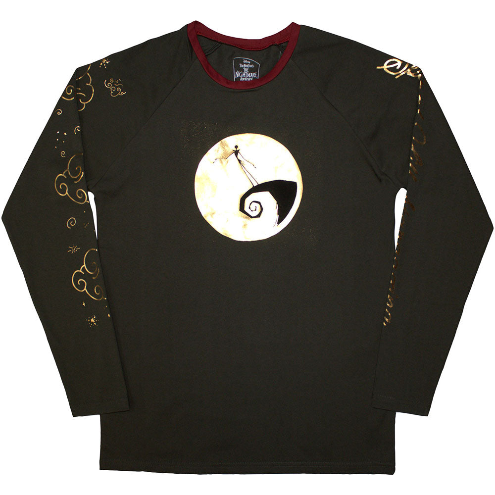 Long sleeve black t-shirt with embellished Spiral Hill design from The Nightmare Before Christmas.