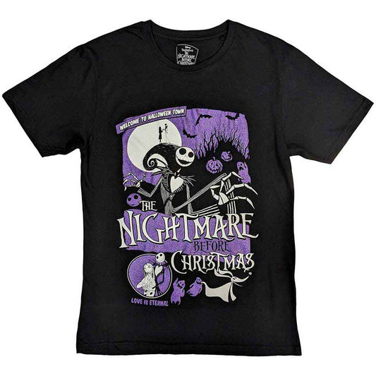 Black t-shirt with “Welcome To Halloween Town” design from The Nightmare Before Christmas.
