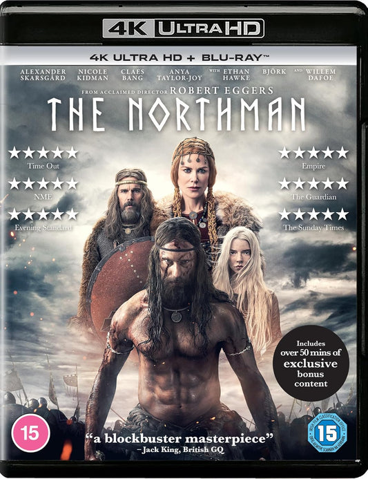 “The Northman” 4K UHD Blu-ray cover featuring Alexander Skarsgård and Anya Taylor-Joy.