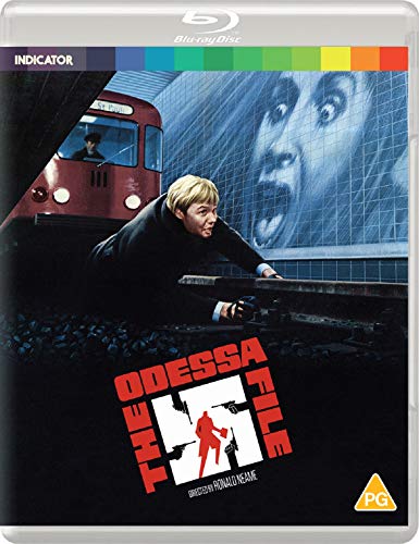 Blu-ray cover art for The Odessa File featuring a man on subway tracks.