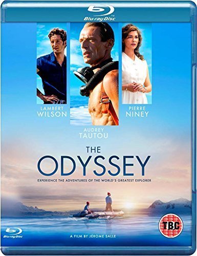 "Blu-ray case for 'The Odyssey' film, featuring three main cast members."
