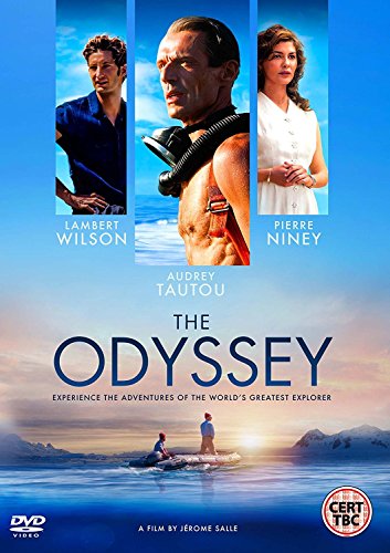 DVD cover for "The Odyssey" featuring three main actors and a man on a raft.