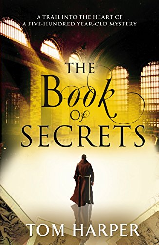 Book cover: "The Book of Secrets" with a lone figure in a grand hall.