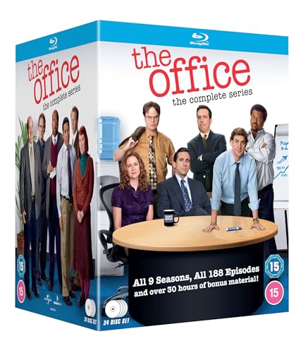 The Office" complete series Blu-ray box set with cast photo.