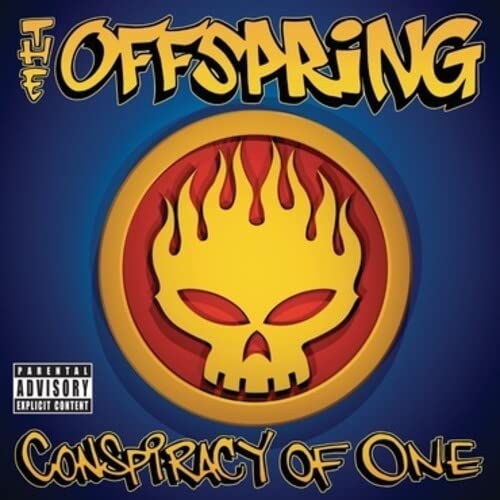 Album cover for The Offspring's Conspiracy of One featuring a flaming skull logo.
