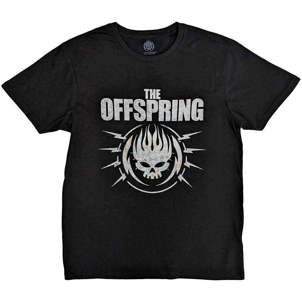 Black unisex t-shirt featuring The Offspring’s yellow “Bolt” logo, size XX-Large.