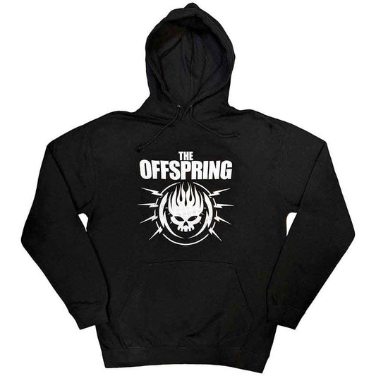 Dark pullover hoodie with The Offspring's yellow bolt logo on the chest.