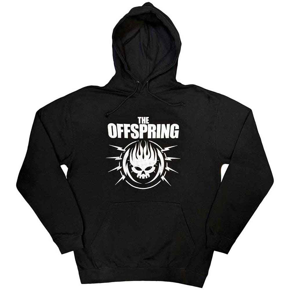 Dark pullover hoodie with The Offspring's yellow bolt logo on the chest.