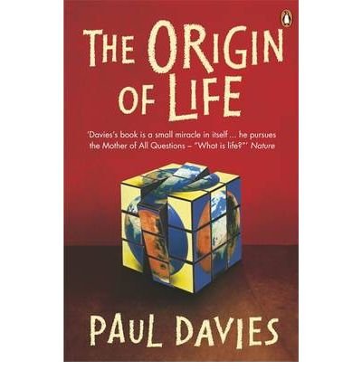 Book cover: "The Origin of Life" with a cube depicting Earth imagery.
