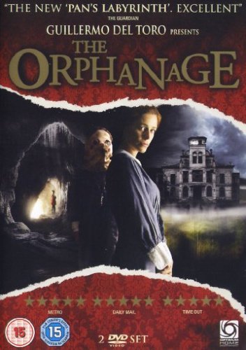DVD cover for “The Orphanage” featuring a woman, man, and large building.