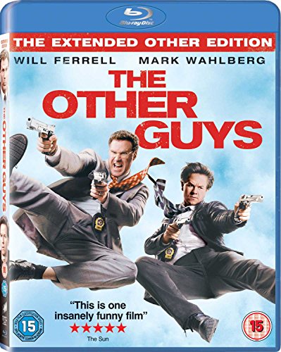 Blu-ray cover for "The Other Guys" featuring Will Ferrell and Mark Wahlberg with guns.