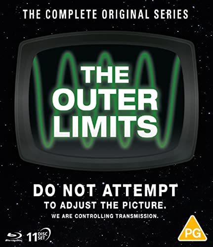 Blu-ray cover for "The Outer Limits" with a retro TV screen design.