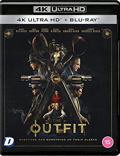 The Outfit" 4K UHD & Blu-ray case featuring a group of people with guns.