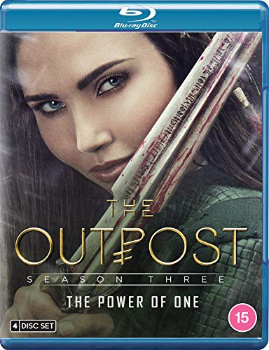 Blu-ray case for "The Outpost Season 3" featuring a woman holding a bloody sword.