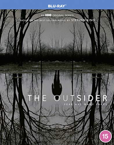 Blu-ray cover for "The Outsider" featuring a dark, mirrored forest scene.