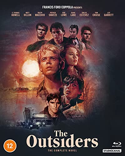 Blu-ray cover for "The Outsiders" featuring a group portrait of the cast.