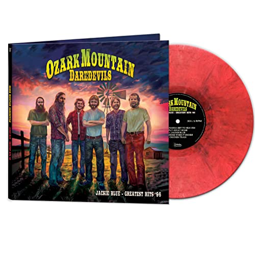 Vinyl record and cover featuring the Ozark Mountain Daredevils band and a red disc.