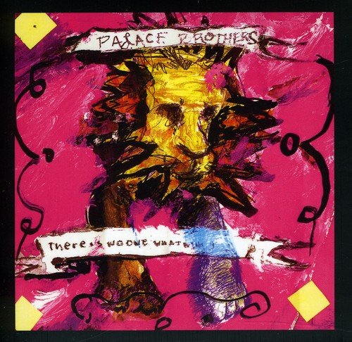 "Album cover with abstract art, pink background, and 'Palace Brothers' text."