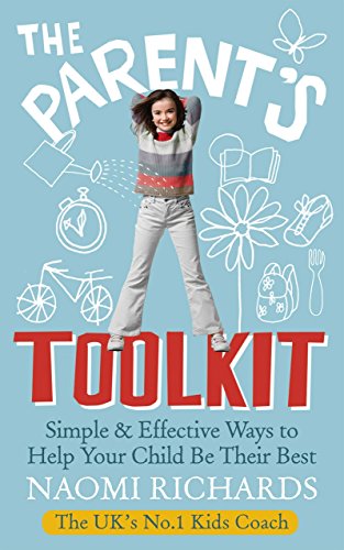 Book cover: “The Parents Toolkit” with a girl and sketched icons.