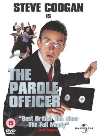 DVD cover for "The Parole Officer" with Steve Coogan in a suit.