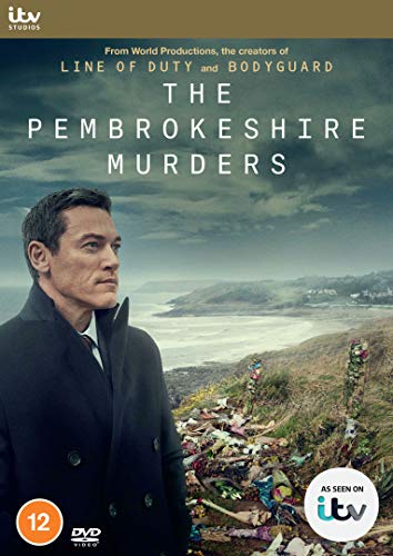 DVD cover for "The Pembrokeshire Murders" featuring a man and coastal landscape.