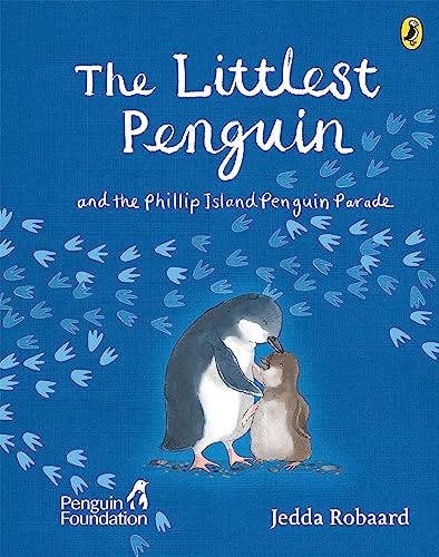 Book cover showing an adult penguin and a small chick against a blue background.