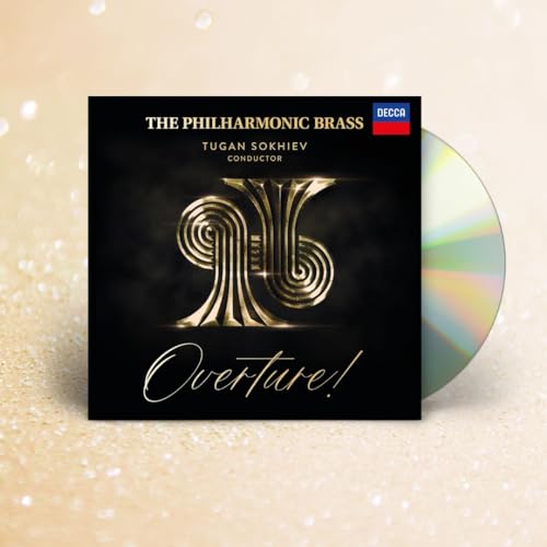 CD cover for "The Philharmonic Brass - Overture!" with gold design.