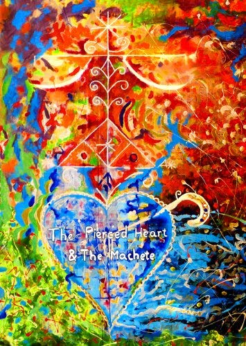 DVD cover: Abstract painting of a pierced heart and machete.