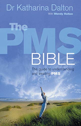 Book cover for "The PMS Bible" with a woman on a beach.