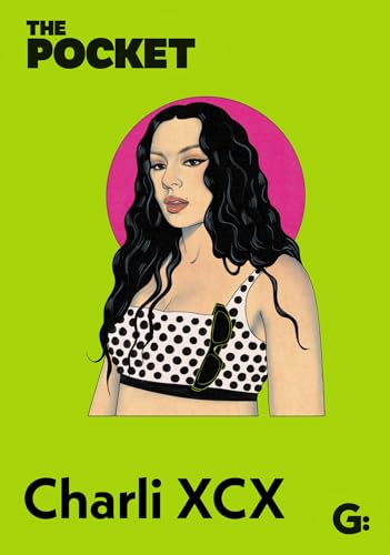 Illustration of Charli XCX with long dark hair, wearing a polka dot top.