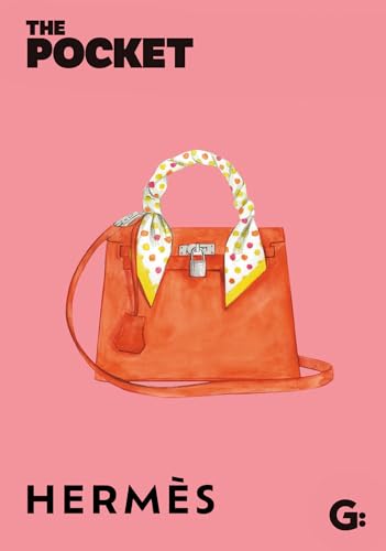 Orange handbag with a patterned scarf tied to the handle.