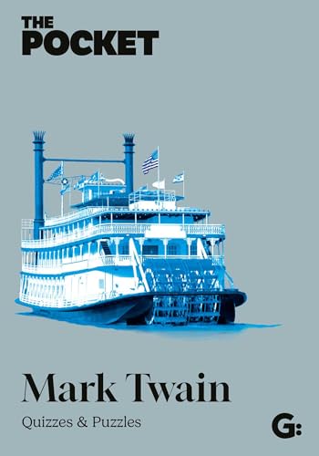 Blue book cover featuring a vintage Mississippi riverboat, text reads "Mark Twain".