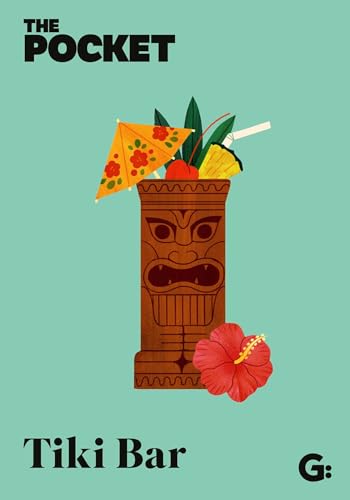 Illustration of a carved wooden tiki mug with a cocktail and hibiscus.