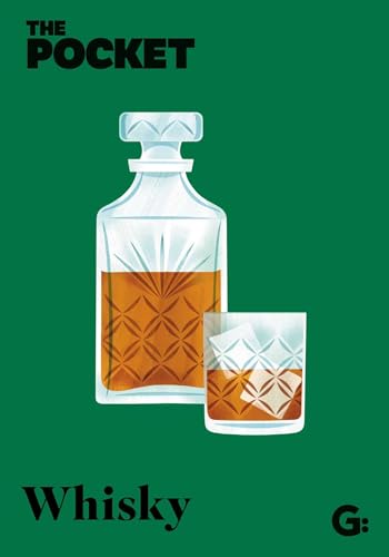 Illustration of a whisky decanter and glass on a green background.
