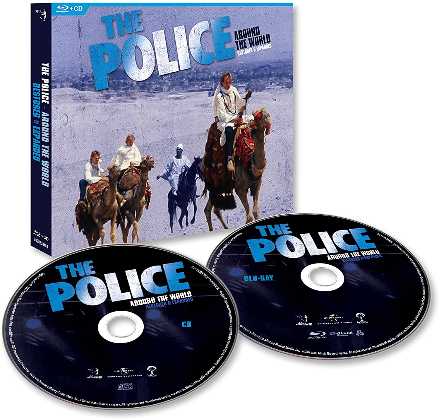The Police "Around The World" CD case with desert imagery and two discs.