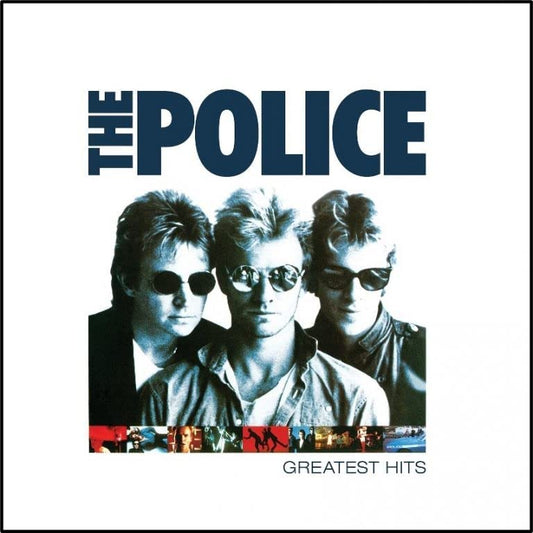 "The Police Greatest Hits" vinyl album cover featuring three men wearing sunglasses.