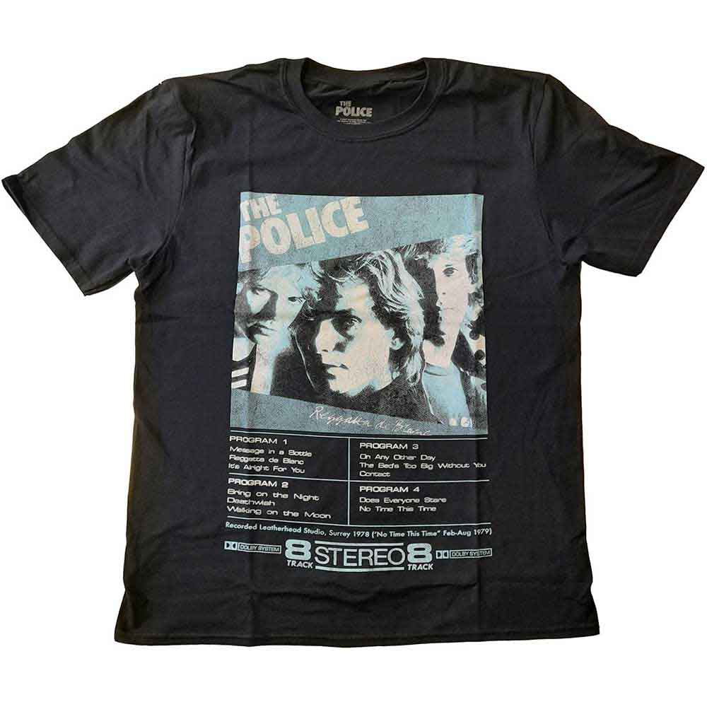 Black t-shirt featuring The Police's "Reggatta" album cover artwork, size XX-Large.