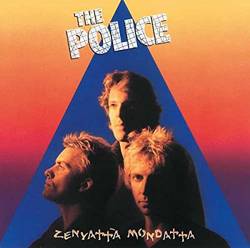The Police Zenyatta Mondatta album cover featuring the band members against a triangular background.