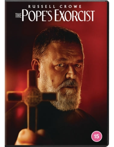 DVD cover for "The Pope's Exorcist" featuring Russell Crowe with a cross.