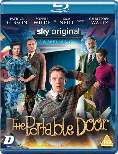 Blu-ray cover for "The Portable Door" featuring a group of actors and a doorway.