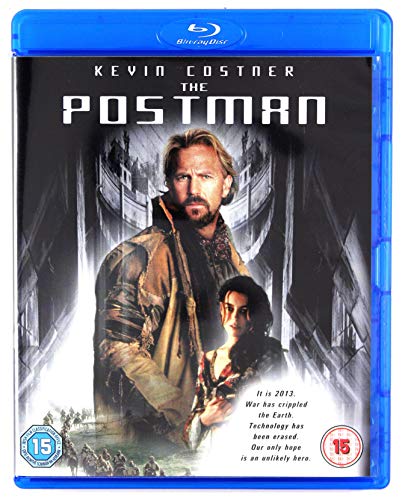 The Postman" Blu-ray cover featuring Kevin Costner in a post-apocalyptic landscape.