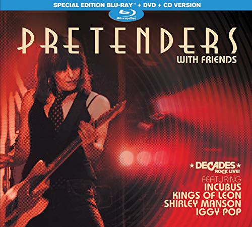 Chrissie Hynde playing guitar on album cover for "The Pretenders With Friends".