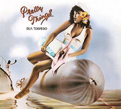 Album cover: woman in sailor suit on a large torpedo.